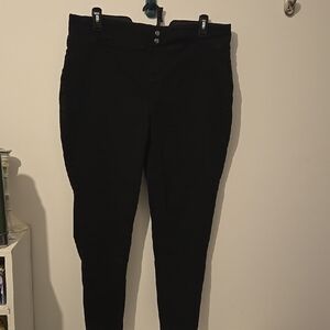 Terra & Sky 1X 16/18 Black High-Waisted Pull On Pants Stretchy Straight Leg
